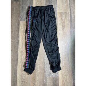 Kappa Kids Black Track Pants Logo Tape Athletic Joggers Size Medium‎